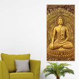 Golden Statue of Lord Gautam Buddha Canvas Wall Painting - Decor Smart
