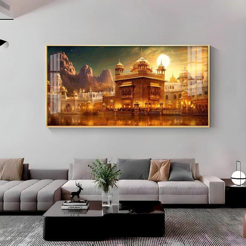 Golden Temple Premium Acrylic Floating Wall Painting - Decor Smart