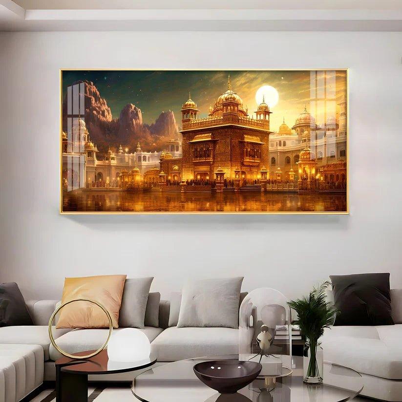 Golden Temple Premium Acrylic Floating Wall Painting - Decor Smart