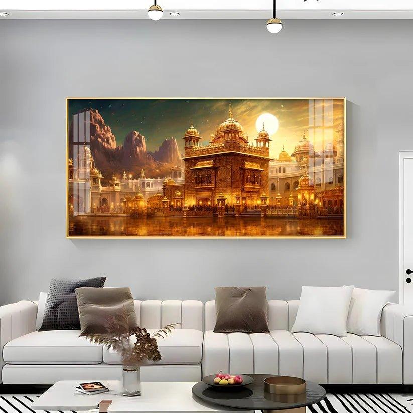 Golden Temple Premium Acrylic Floating Wall Painting - Decor Smart