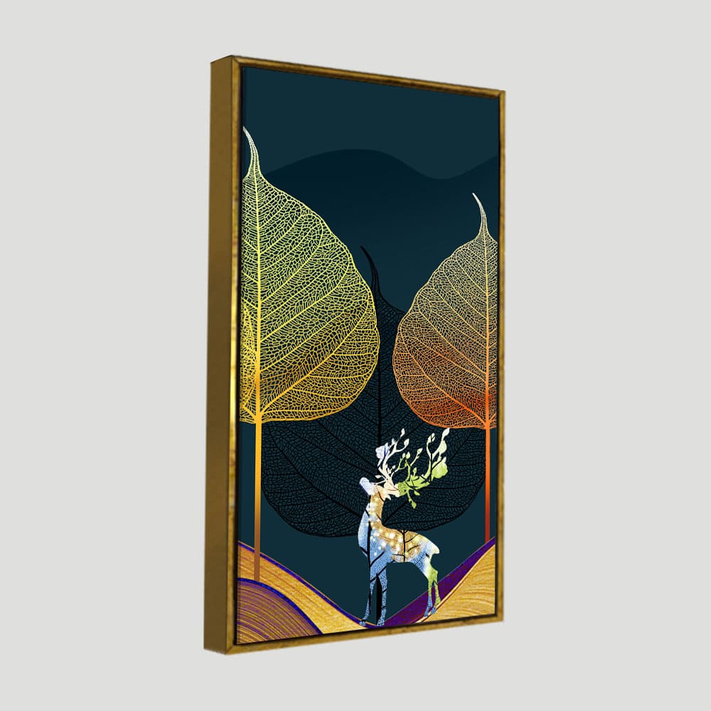 Golden Textured Leaves Canvas Wall Painting - Decor Smart
