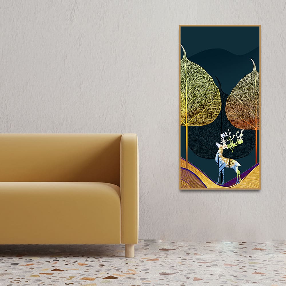 Golden Textured Leaves Canvas Wall Painting - Decor Smart