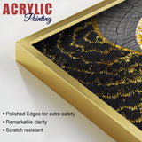 Golden Textured Pattern Acrylic Floating Wall Painting Set of 2 - Decor Smart