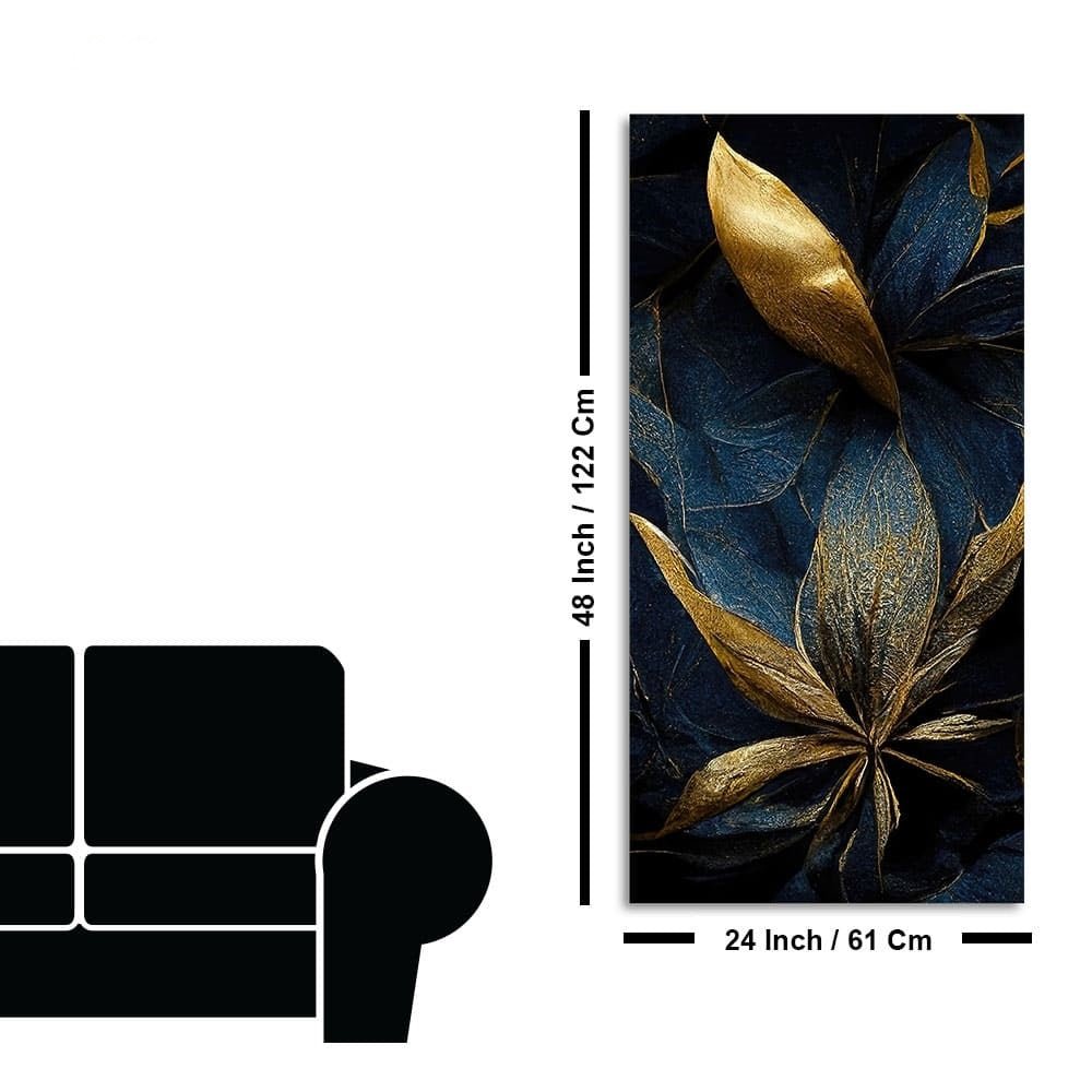 Golden Textured Tropical leaves Canvas Wall Painting - Decor Smart