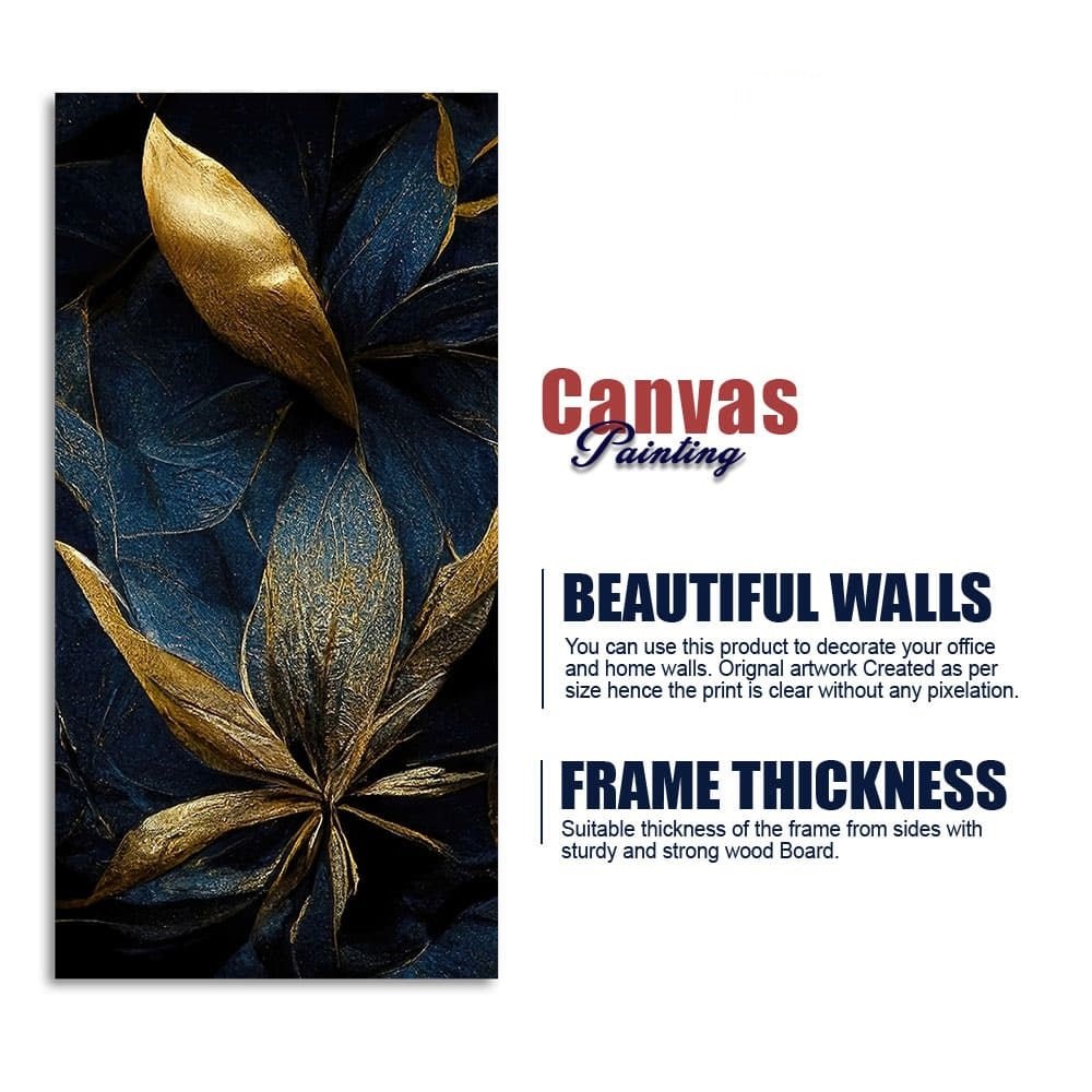 Golden Textured Tropical leaves Canvas Wall Painting - Decor Smart