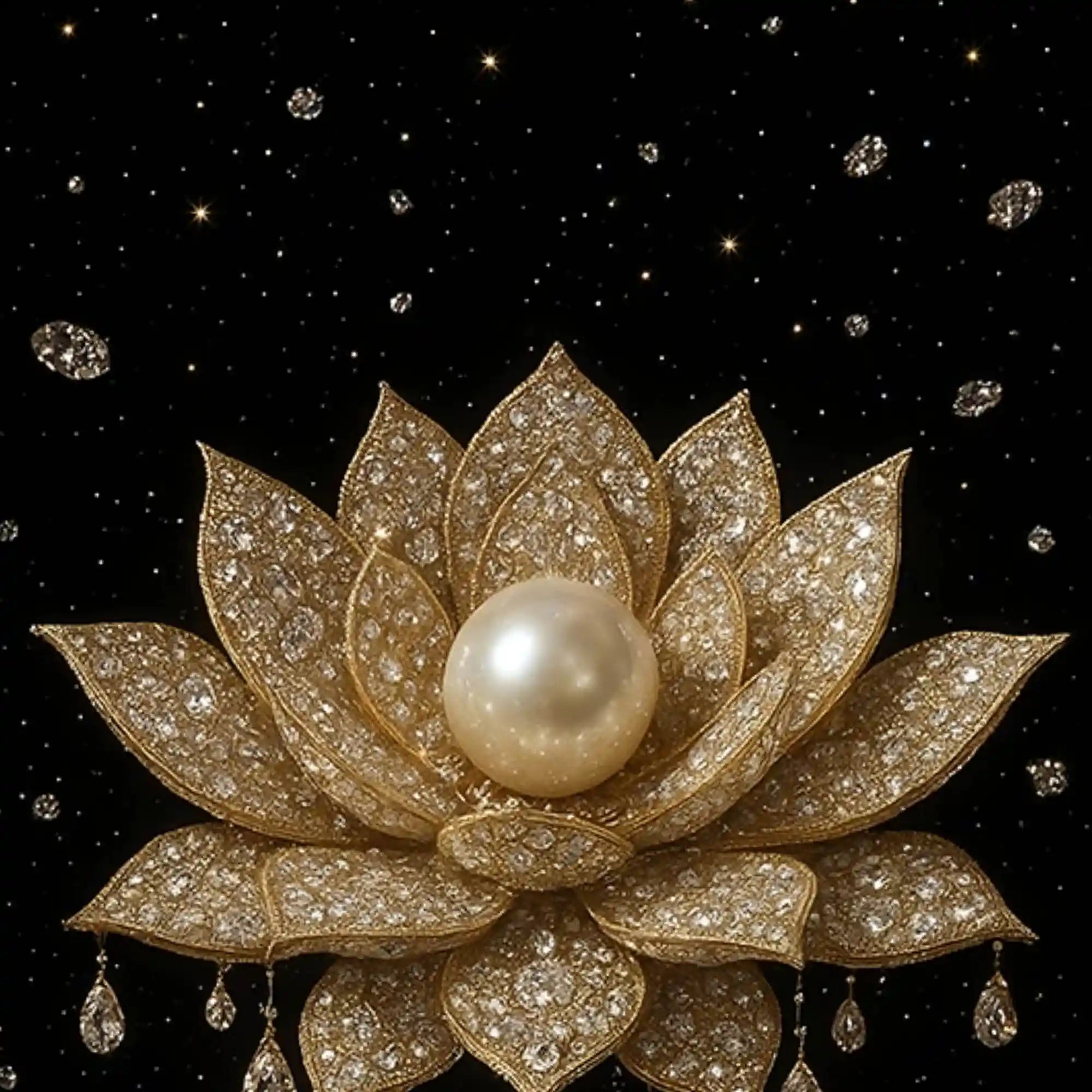 Golden Tree of Life, Divine Lotus & Royal Peacock Floating Frame Crystal Wall Painting Set of 3