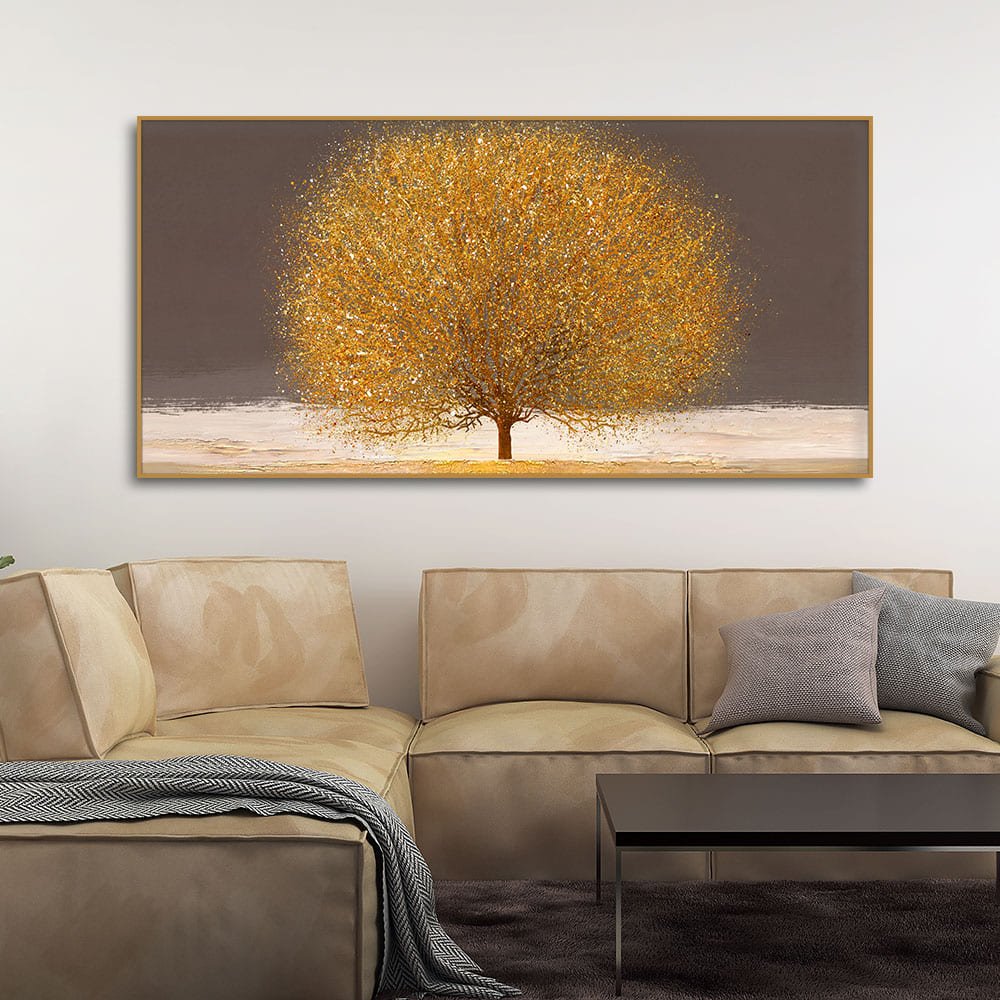 Golden Tree with Elements of gold textures Wall Painting - Decor Smart