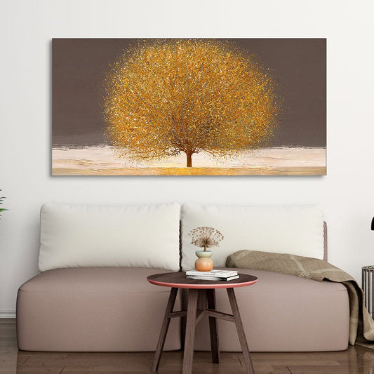 Golden Tree with Elements of gold textures Wall Painting - Decor Smart