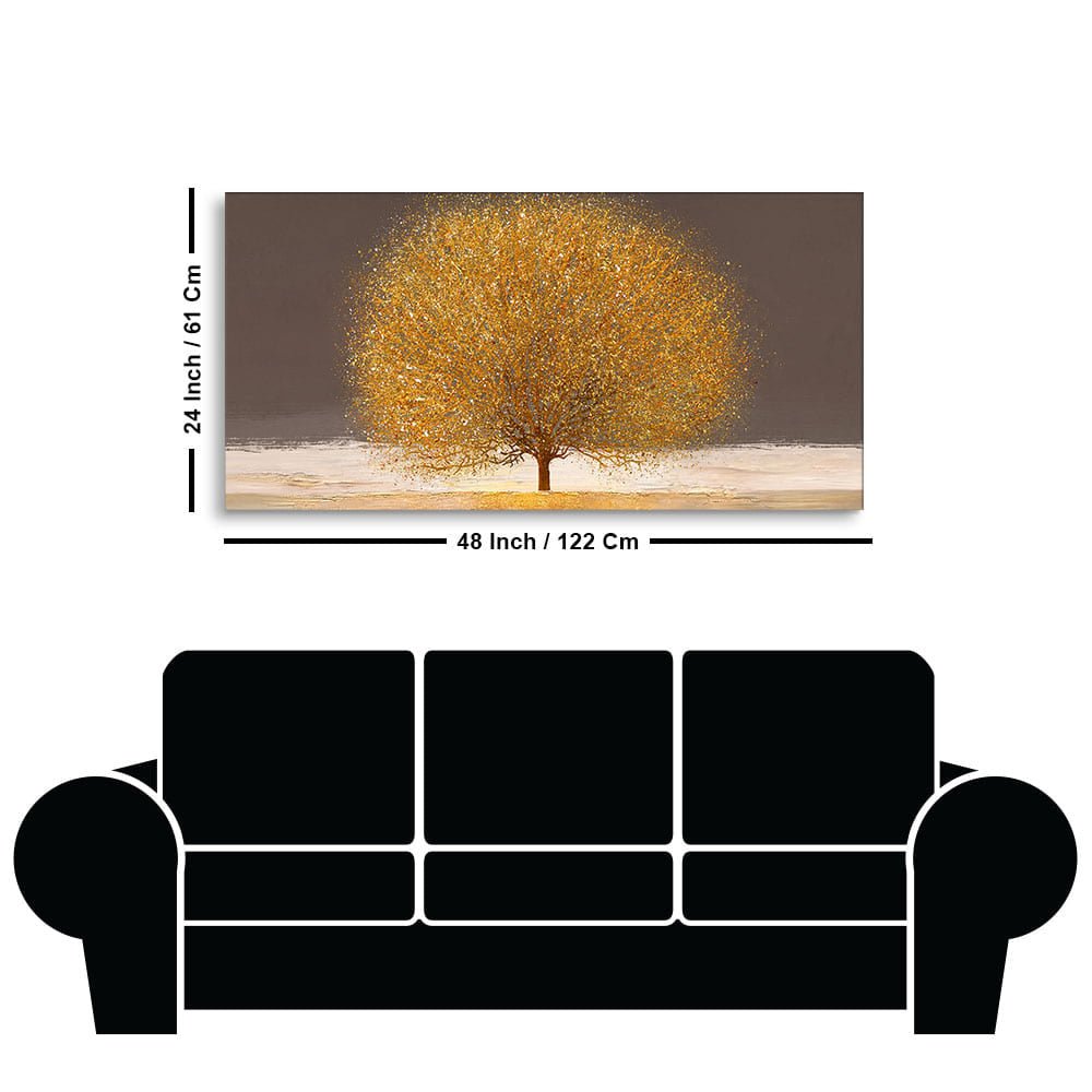 Golden Tree with Elements of gold textures Wall Painting - Decor Smart
