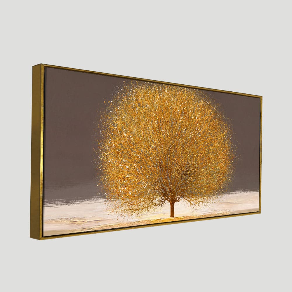 Golden Tree with Elements of gold textures Wall Painting - Decor Smart