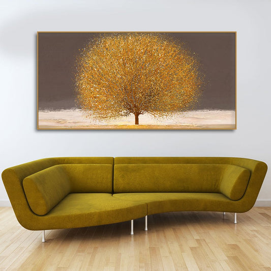 Golden Tree with Elements of gold textures Wall Painting - Decor Smart
