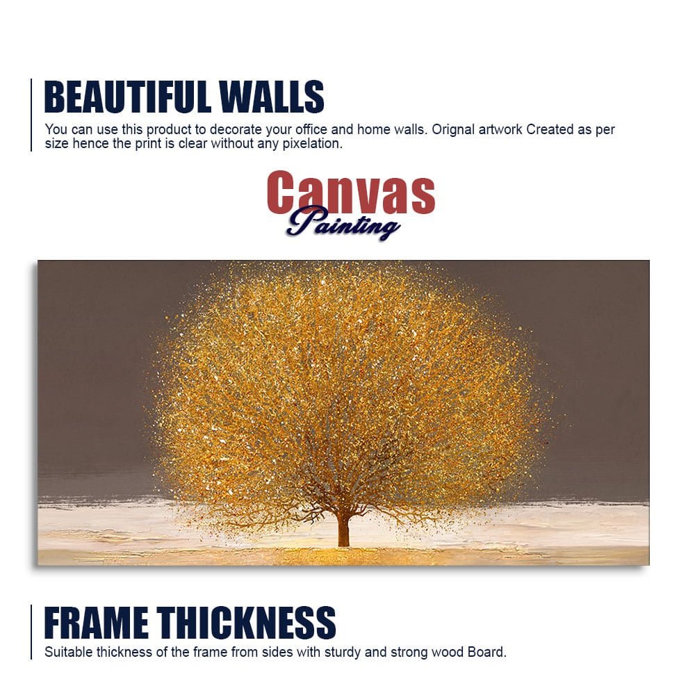 Golden Tree with Elements of gold textures Wall Painting - Decor Smart