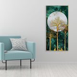Golden Tree with Moon and Flying Birds Premium Canvas Wall Painting - Decor Smart