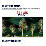 Golden Trees and Deer Modern Art Premium Wall Painting - Decor Smart
