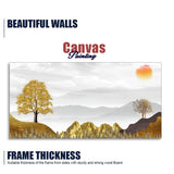 Golden Trees with Beautiful Sunrise Premium Canvas Wall Painting - Decor Smart