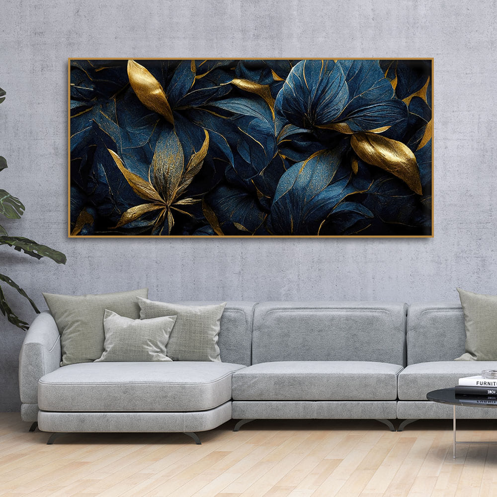 Golden Tropical leaves Canvas Wall Painting - Decor Smart