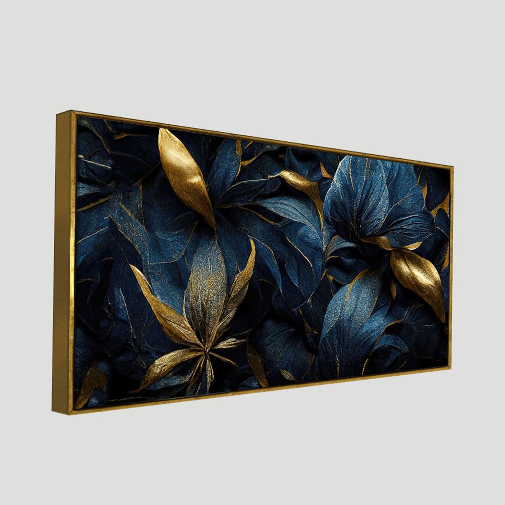Golden Tropical leaves Canvas Wall Painting - Decor Smart