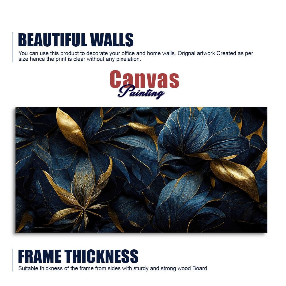 Golden Tropical leaves Canvas Wall Painting - Decor Smart