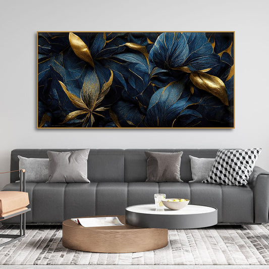 Golden Tropical leaves Canvas Wall Painting - Decor Smart