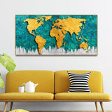 Golden World Map Canvas Wall Painting - Decor Smart