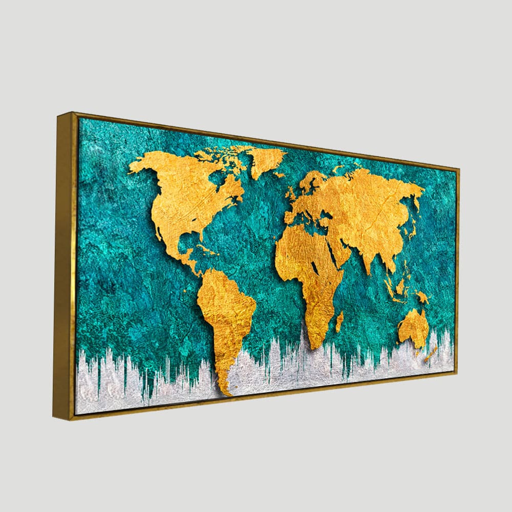 Golden World Map Canvas Wall Painting - Decor Smart