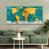 Golden World Map Canvas Wall Painting - Decor Smart