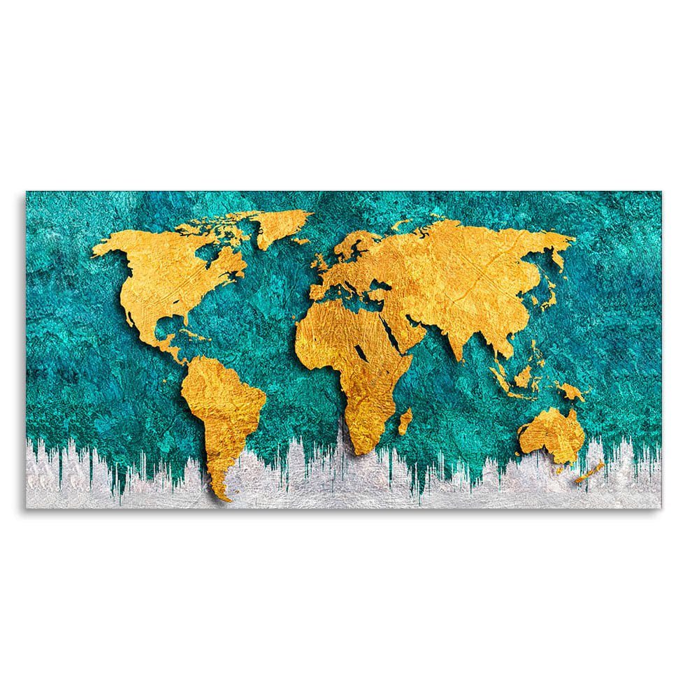 Golden World Map Canvas Wall Painting - Decor Smart