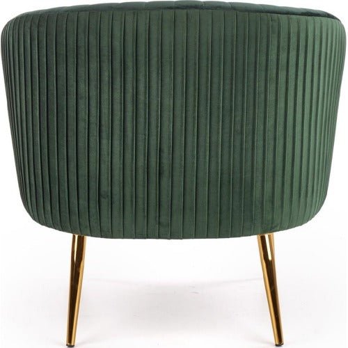 Green Cocooned Pattern Velvet Accent Chair - Decor Smart