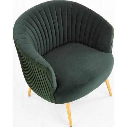 Green Cocooned Pattern Velvet Accent Chair - Decor Smart