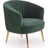 Green Cocooned Pattern Velvet Accent Chair - Decor Smart