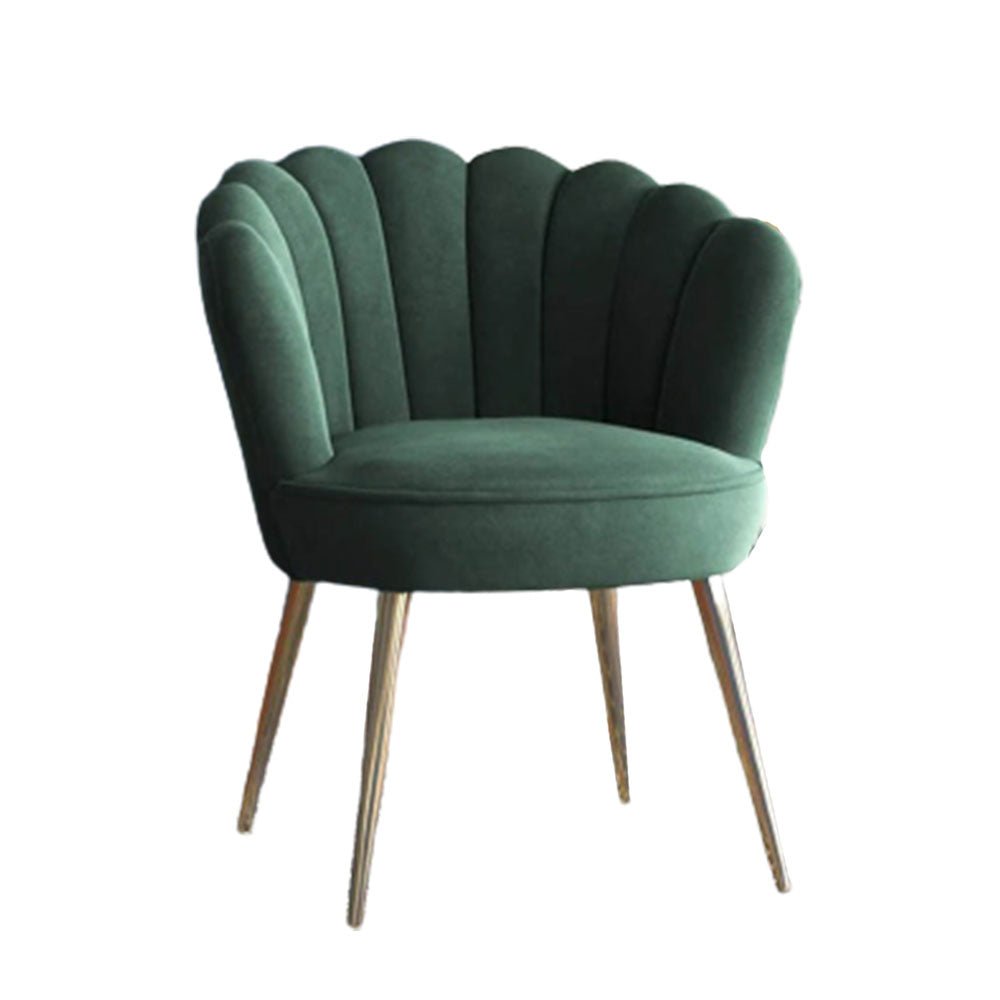Green Color Crafted Shell Design Lounge Chair - Decor Smart