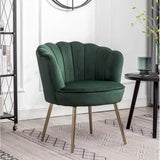Green Color Crafted Shell Design Lounge Chair - Decor Smart