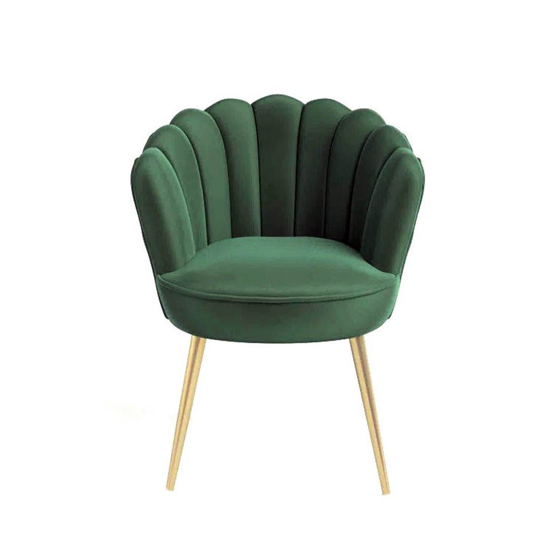 Green Color Crafted Shell Design Lounge Chair - Decor Smart