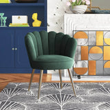 Green Color Crafted Shell Design Lounge Chair - Decor Smart