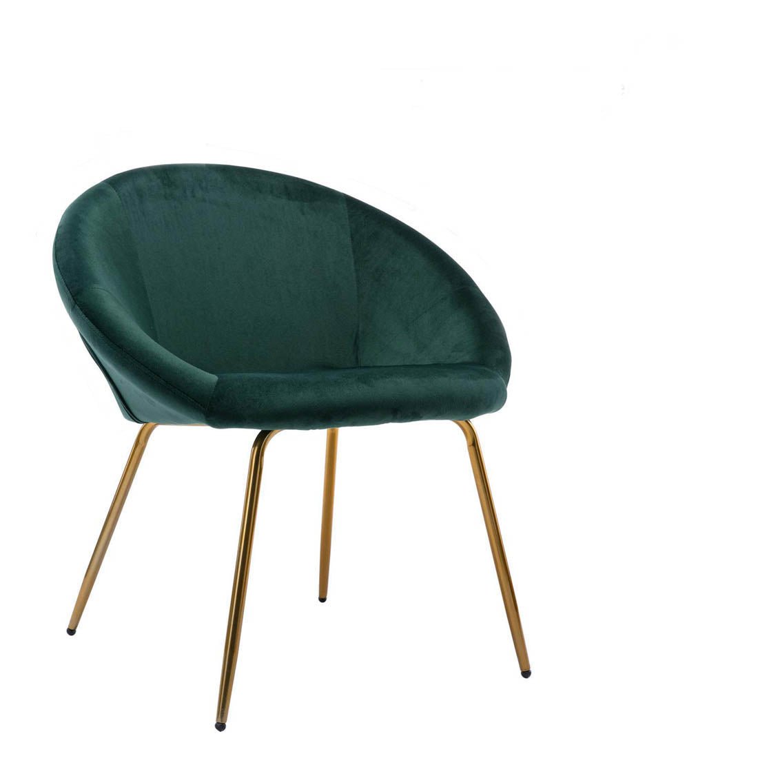 Green Color Round Shell Back Velvet Accent Chair - Decor Smart