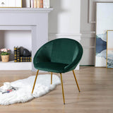 Green Color Round Shell Back Velvet Accent Chair - Decor Smart