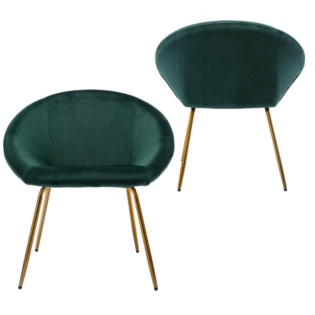 Green Color Round Shell Back Velvet Accent Chair - Decor Smart