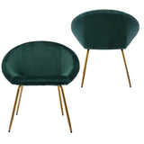 Green Color Round Shell Back Velvet Accent Chair - Decor Smart