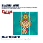 Green Lord Ganesha Wall Painting Set of Three