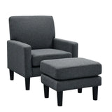 Grey Color Standard Velvet Accent Chair with Ottoman - Decor Smart