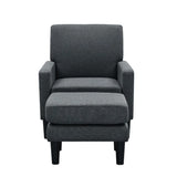 Grey Color Standard Velvet Accent Chair with Ottoman - Decor Smart