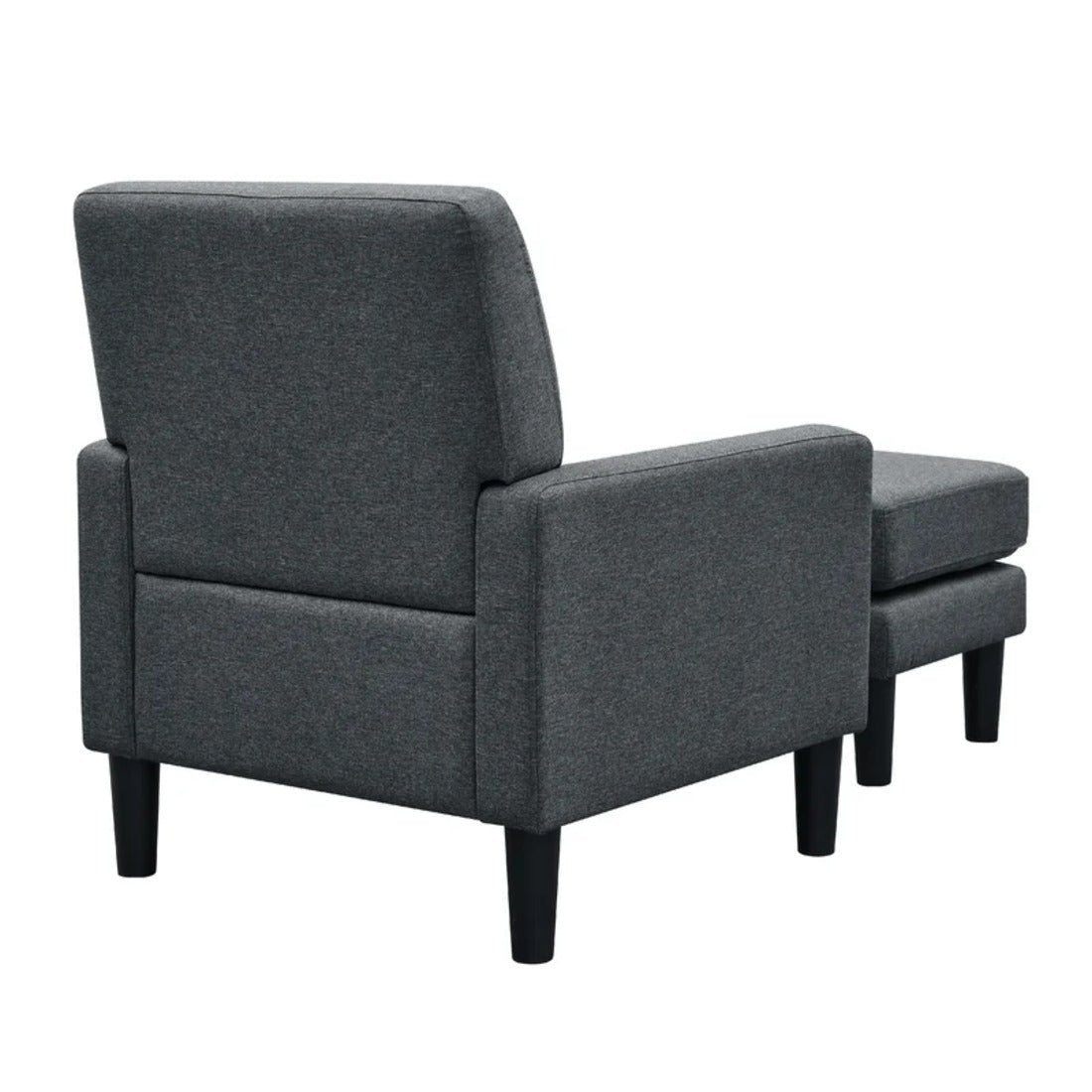 Grey Color Standard Velvet Accent Chair with Ottoman - Decor Smart