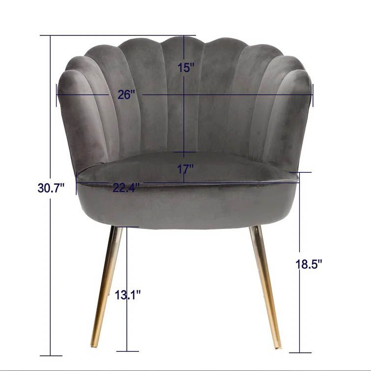 Grey Crafted Shell Shaped Designer Accent Chair - Decor Smart