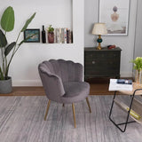 Grey Crafted Shell Shaped Designer Accent Chair - Decor Smart