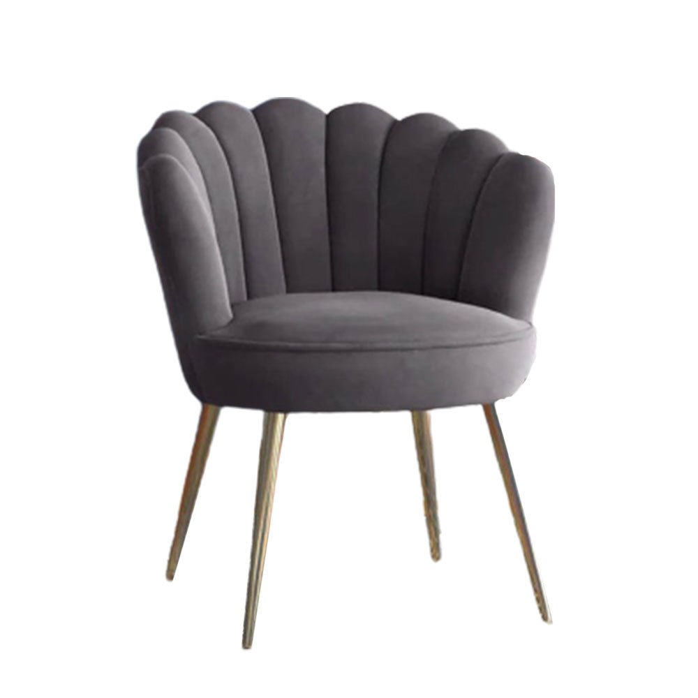 Grey Crafted Shell Shaped Designer Accent Chair - Decor Smart