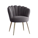 Grey Crafted Shell Shaped Designer Accent Chair - Decor Smart