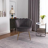 Grey Crafted Shell Shaped Designer Accent Chair - Decor Smart