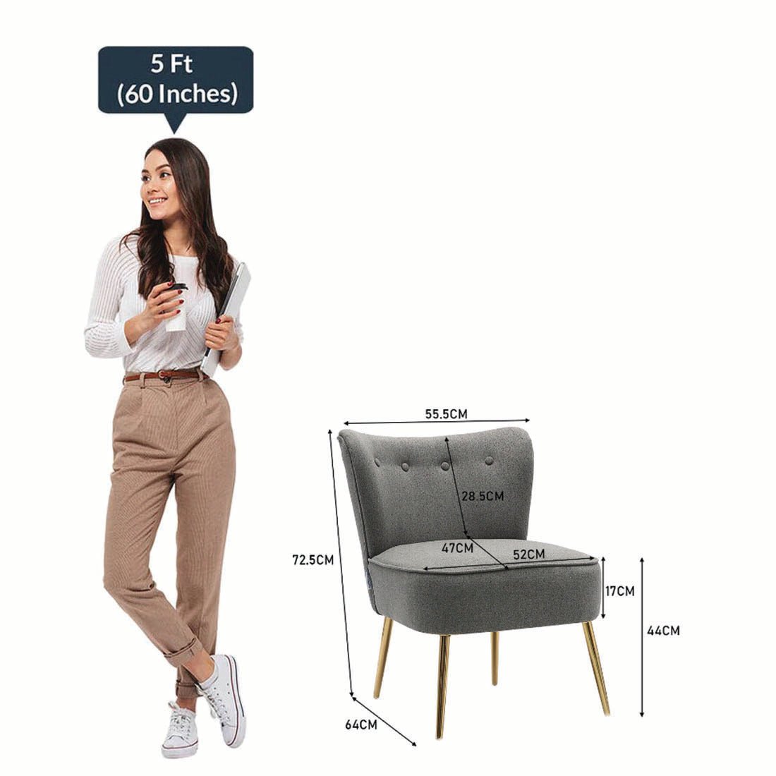 Grey Deep Cushioning Classic Velvet Accent Chair - Decor Smart