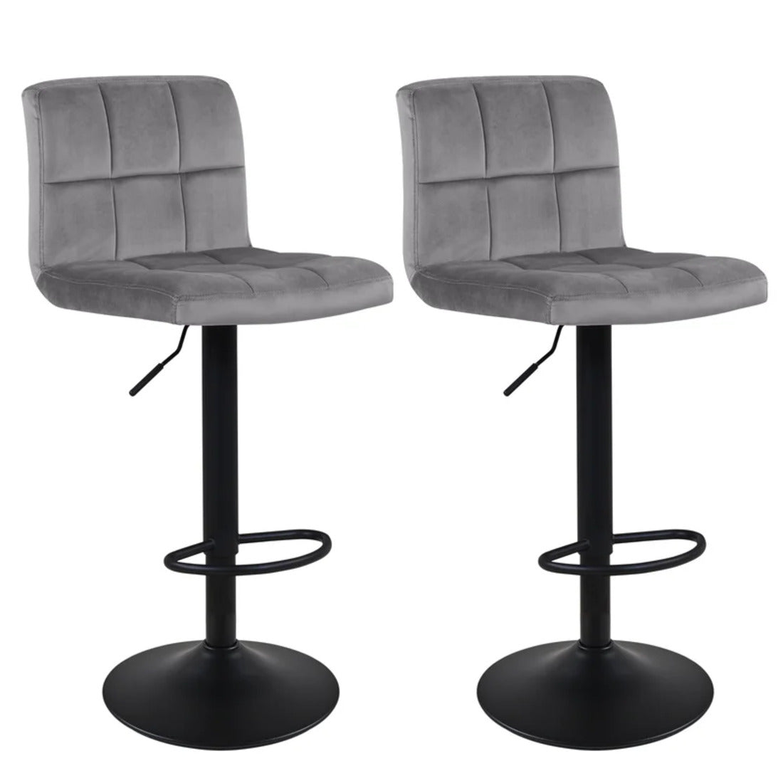 Grey Plush Feel Velvet Counter Bar Chair / Long Chair - Decor Smart