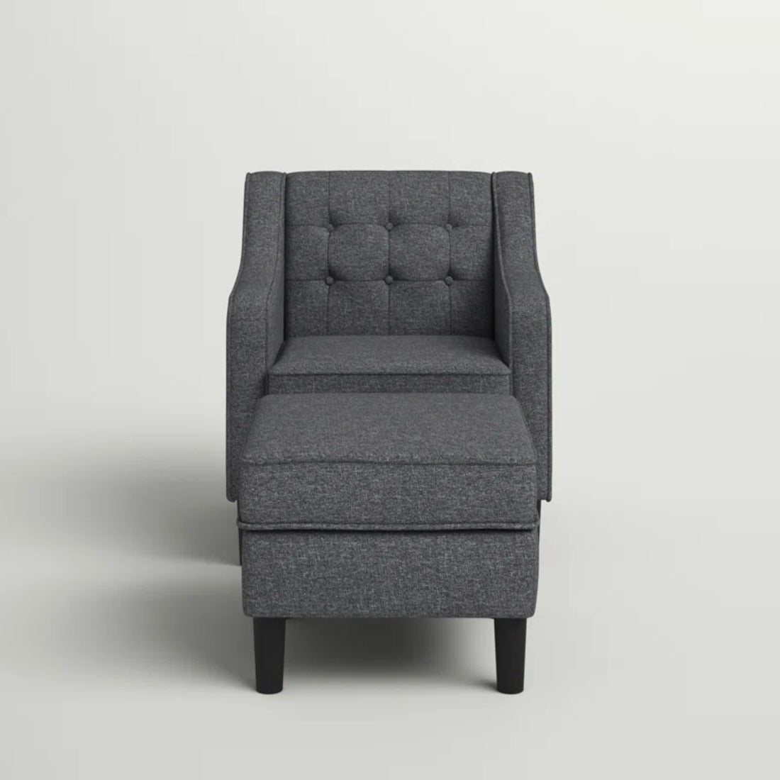 Grey Tufted Comfy Classic Lounge Accent Chair with Ottoman - Decor Smart